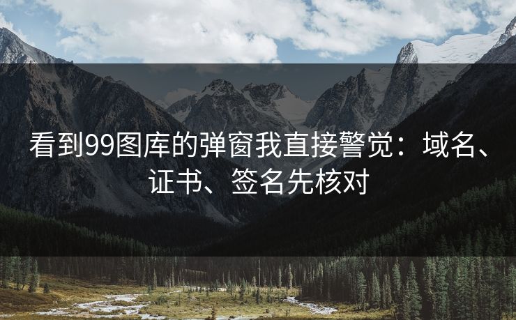 看到99图库的弹窗我直接警觉:域名、证书、签名先核对 看到99图库的弹窗我直接警觉:域名、证书、签名先核对